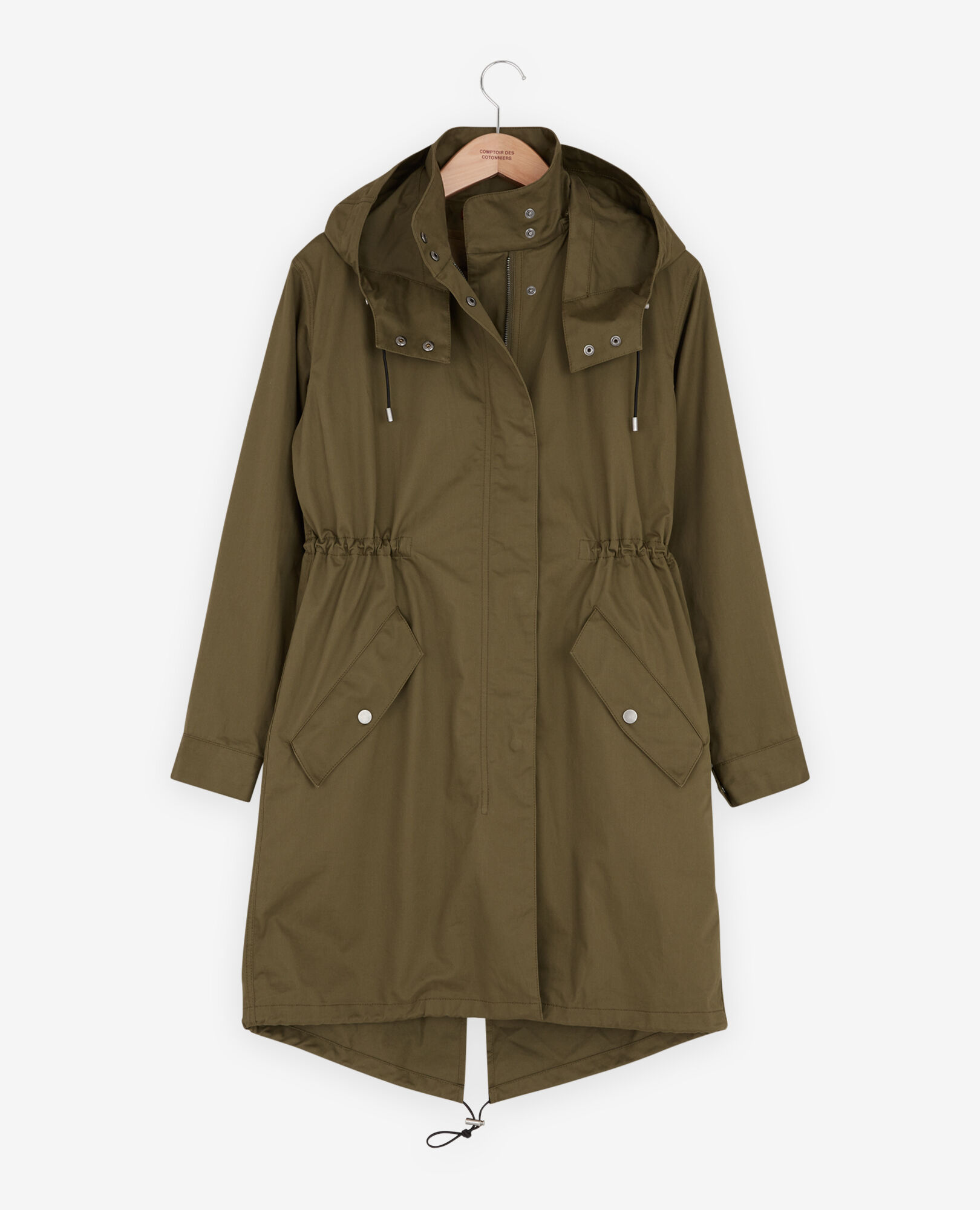 Parka with detachable hood and lining dark kaki - Comptoir