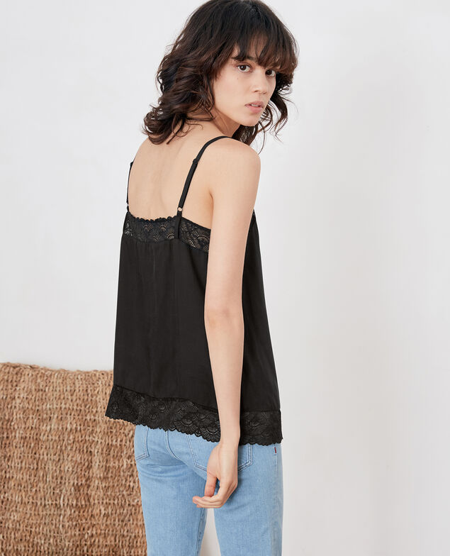 Nightie-style top with lace Noir