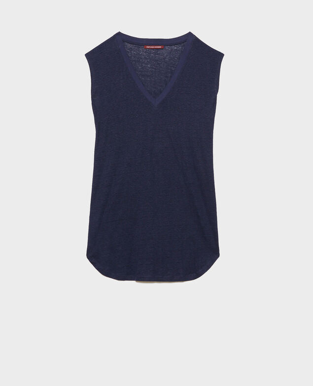Linen mini dress 68 blue