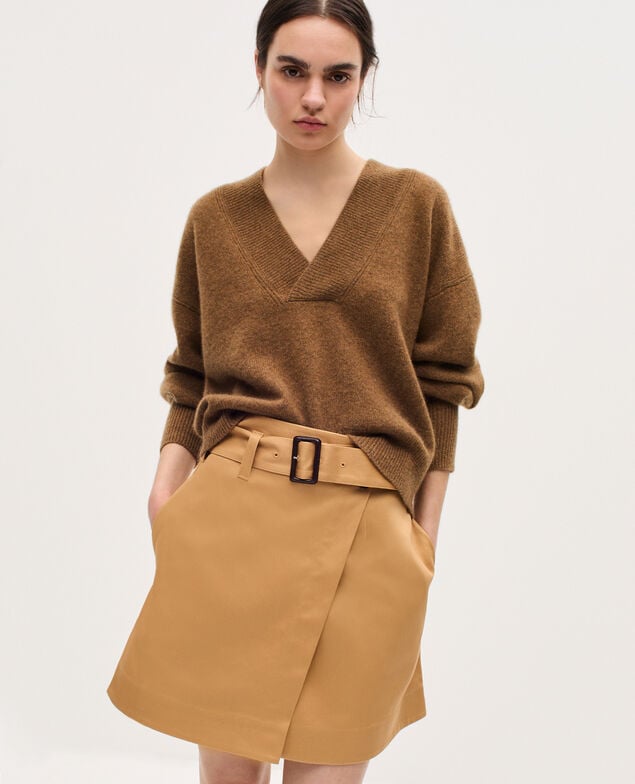 Wrapover mini skirt K320 prairie sand