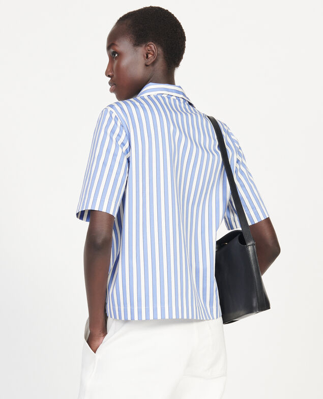 Cotton shirt Stripes light grey persian jewel