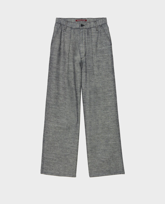 PLEATED - Wide grey denim trousers Grey wash