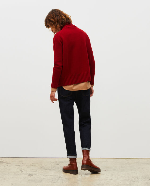 Chunky ribbed turtleneck jumper Royale red