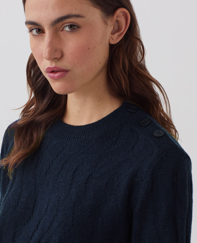 Round neck merino wool jumper J690 blueberry