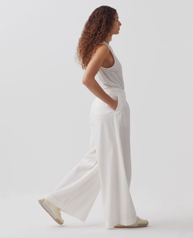 YVONNE - Loose cotton trousers 8885 00 white