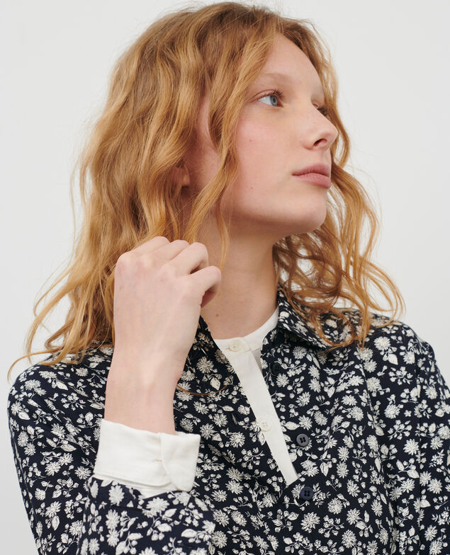 Silk blend shirt 96 print navy