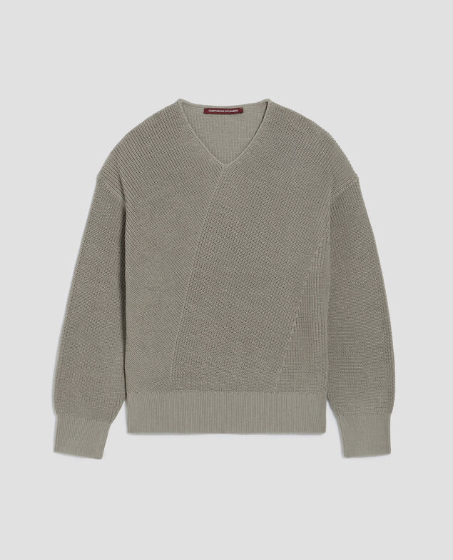 V-neck cotton jumper J050 shadow gray