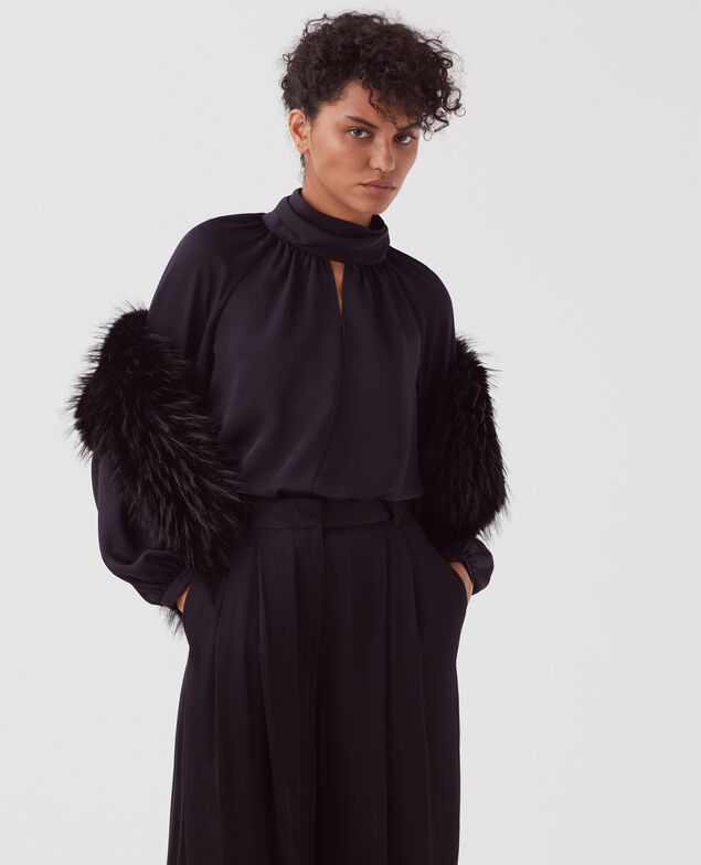 Faux fur gilet H091 black beauty