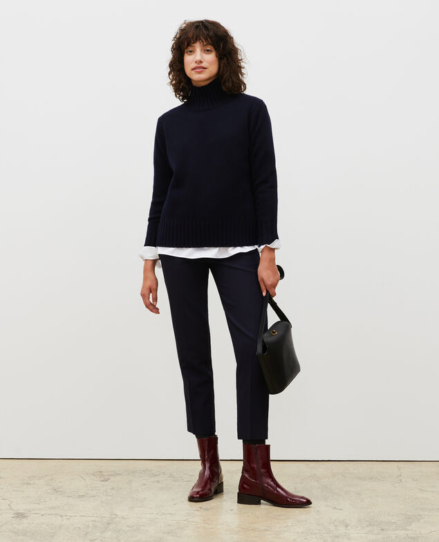 Chunky ribbed turtleneck jumper Night sky