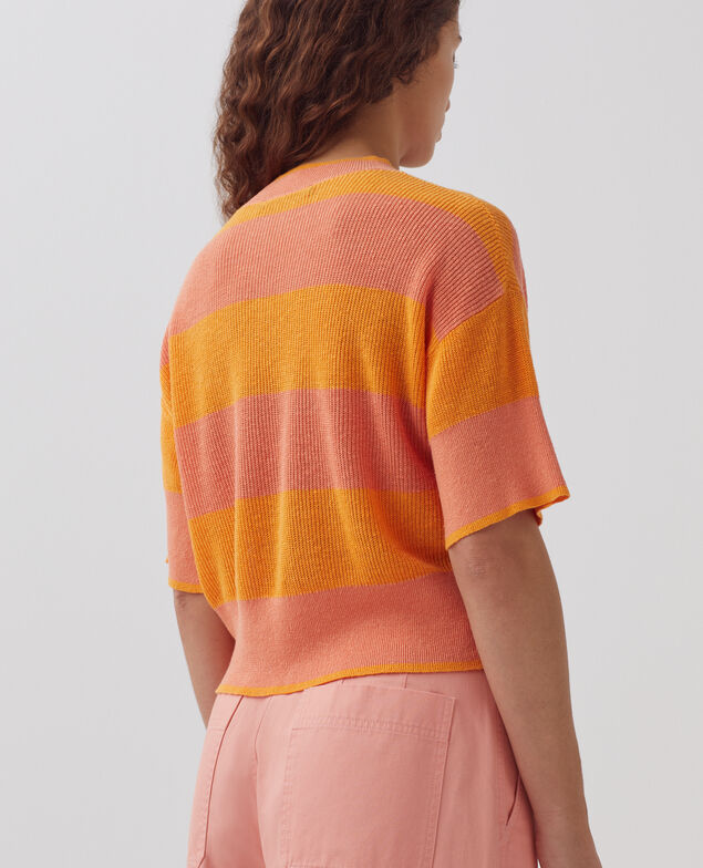 Short-sleeve cropped linen jumper H230 large sheen