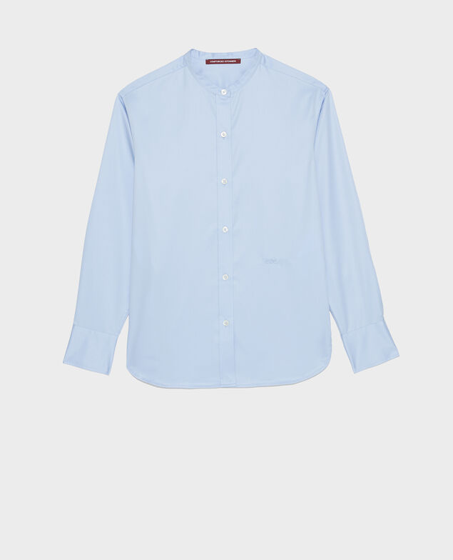 Round neck cotton shirt Classic blue