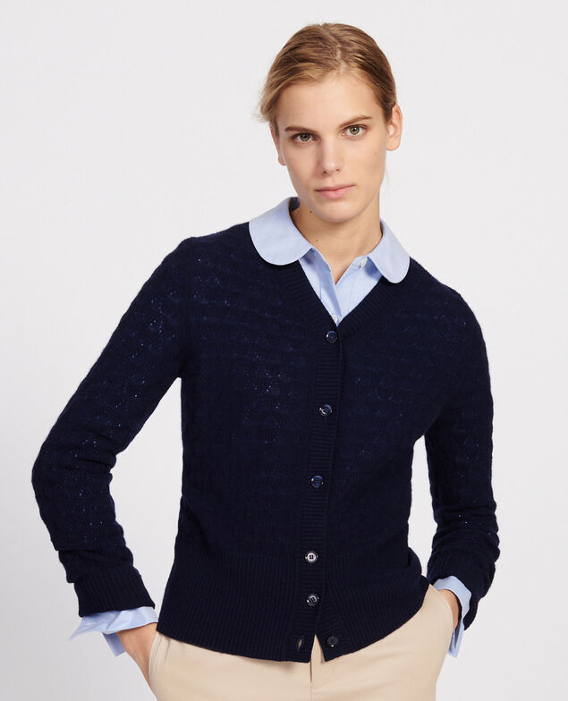 V-neck cardigan, 100% cashmere  Maritime blue