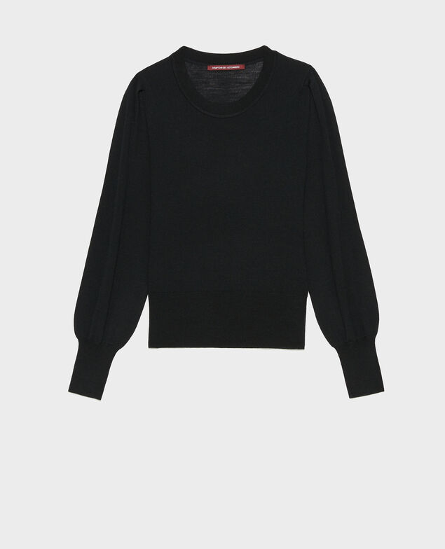 Round neck merino wool jumper Black beauty
