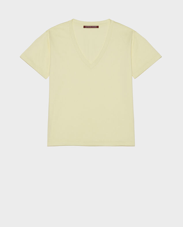 V-neck cotton t-shirt Tender yellow