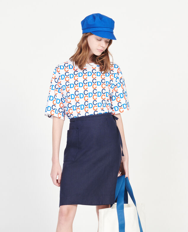 Linen wrap skirt Maritime blue