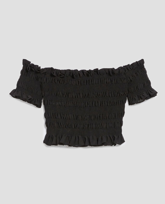 Cropped smock top H091 black beauty