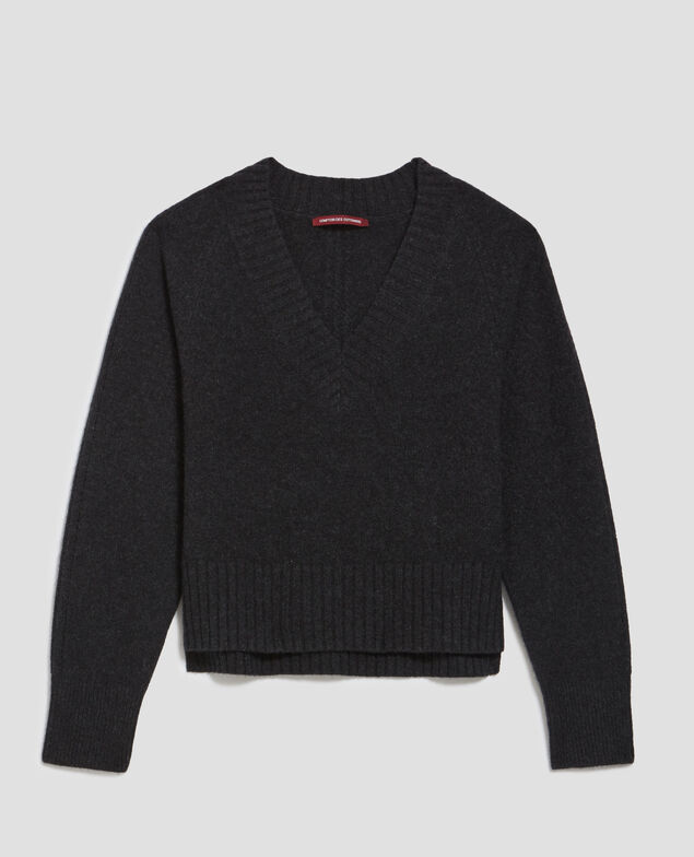 Cashmere V-neck jumper I080 moonless gray