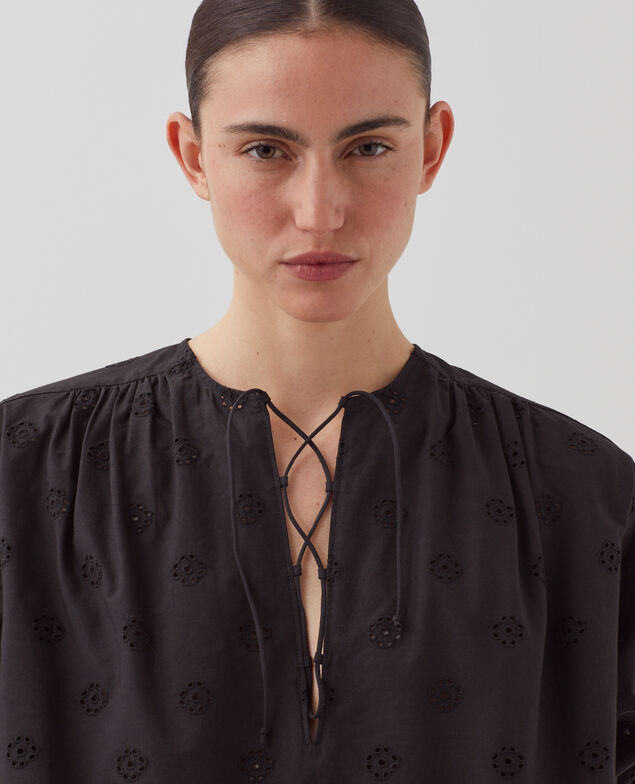 Cotton broderie anglaise blouse H091 black beauty