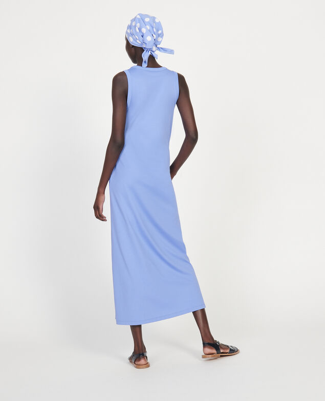 Long cotton V-neck dress Persian jewel