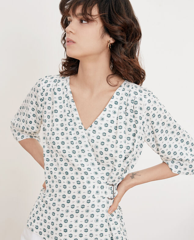 Printed blouse with buckle Dandelion kaolin