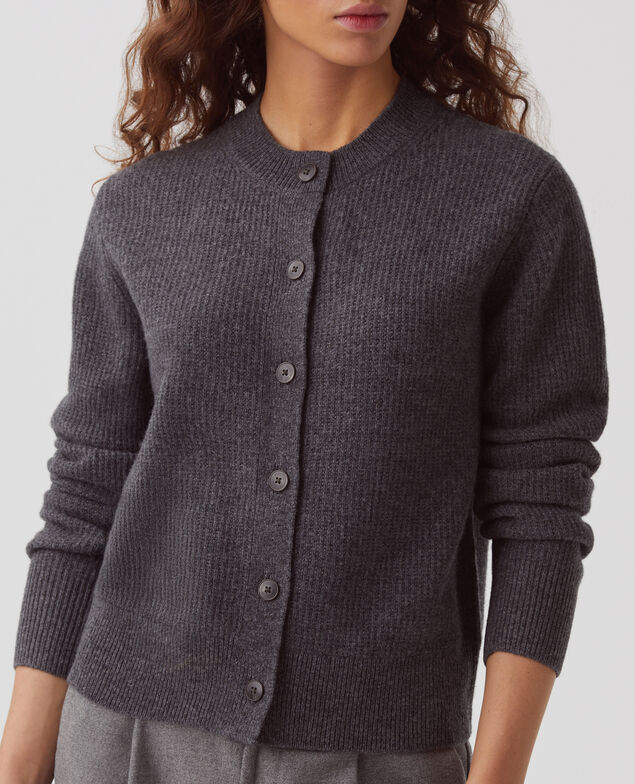 Wool cardigan U081 dark grey