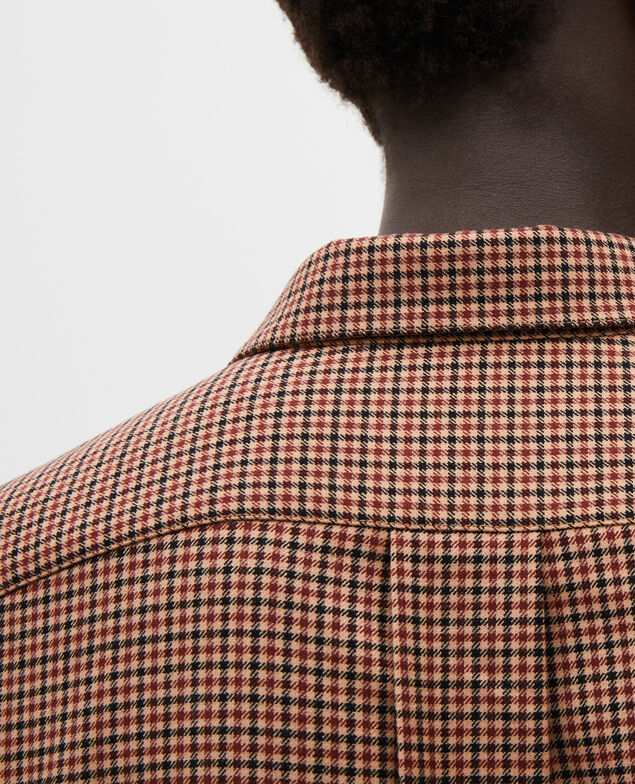 Fine wool boyfriend shirt Little check latte