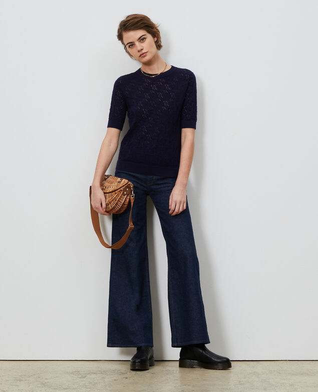Linen and cotton jumper Maritime blue