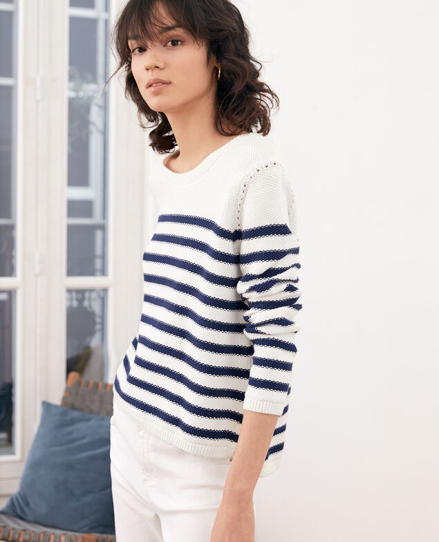 Breton striped jumper Off white/marine