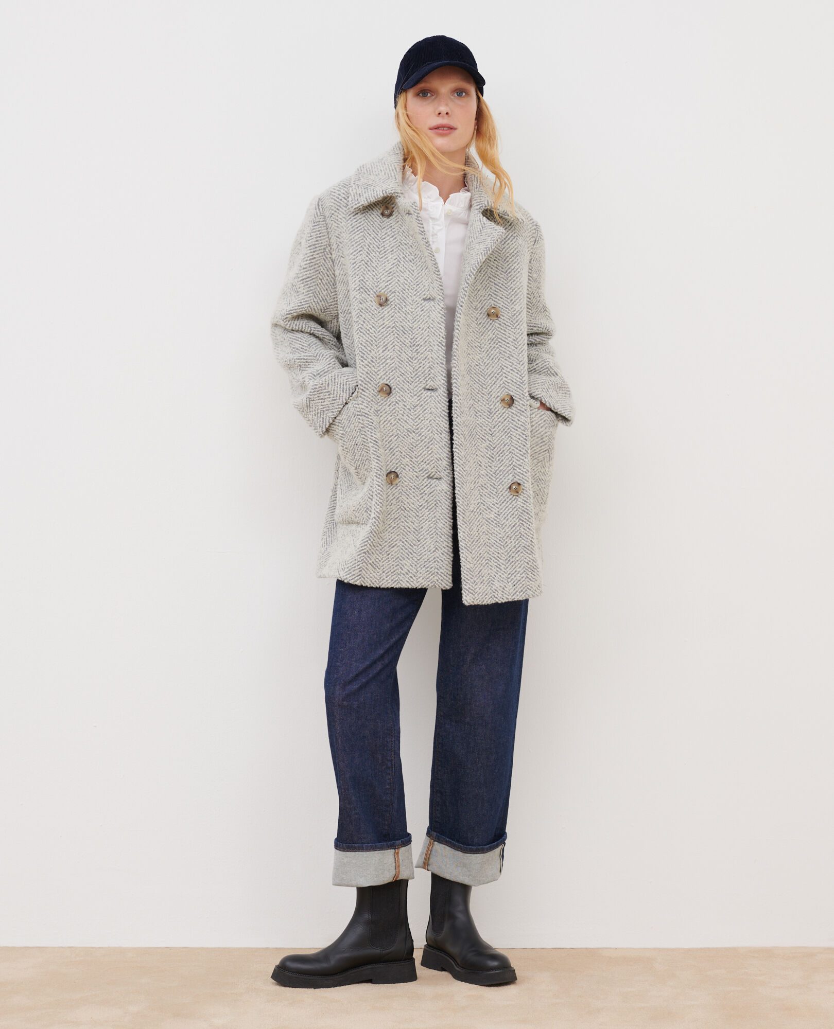 Wool blend coat solid light grey - Comptoir des Cotonniers