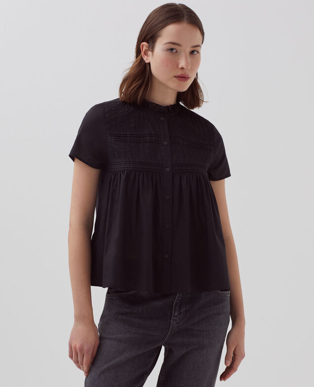 Short-sleeved blouse H091 black beauty