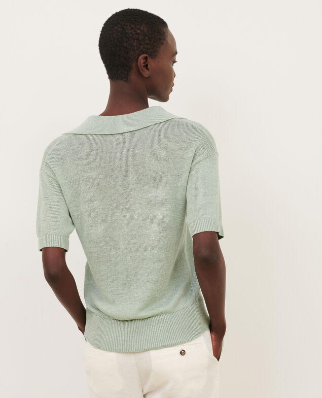 Short-sleeve linen polo shirt 50 green