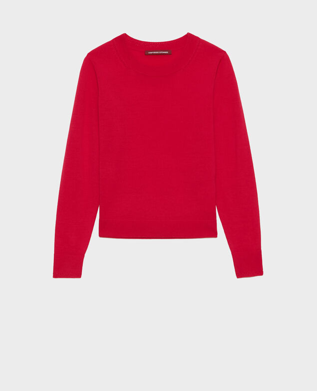 Round neck merino wool jumper 6018c persian red