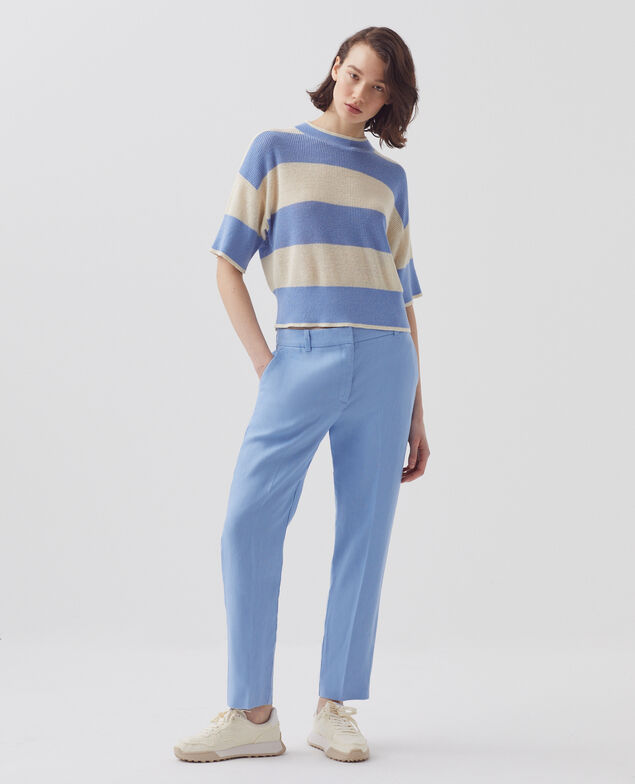 Short-sleeve cropped linen jumper H602 large savoie