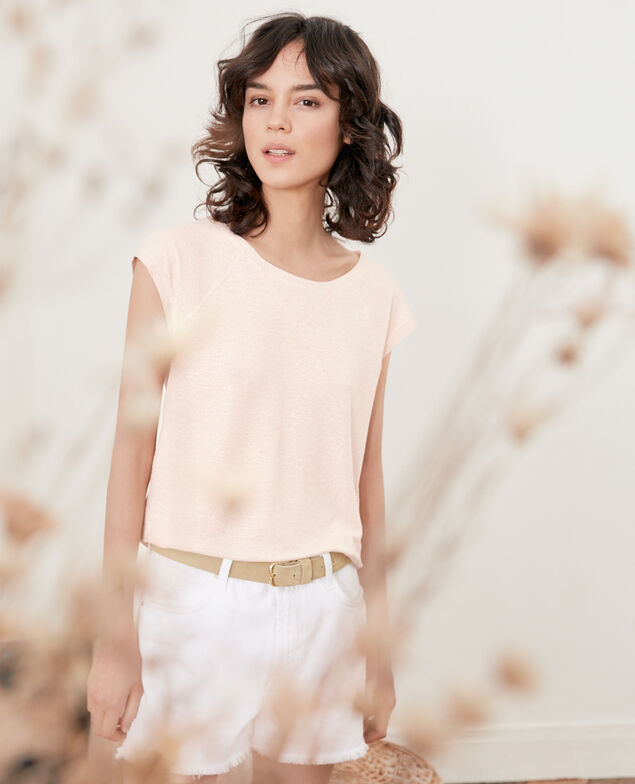 Iridescent T-shirt with linen Nude