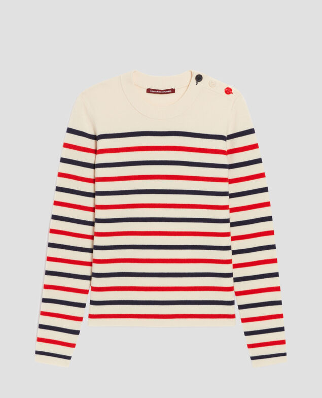 MADDY - Striped merino wool jumper H004 st_tricolore