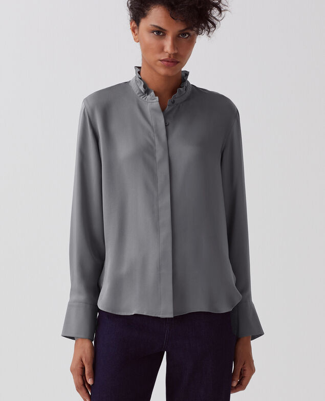 Fluid ruffled shirt U060 grey