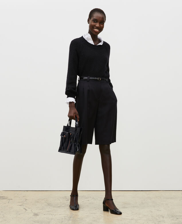 Loose boatneck wool jumper Black beauty