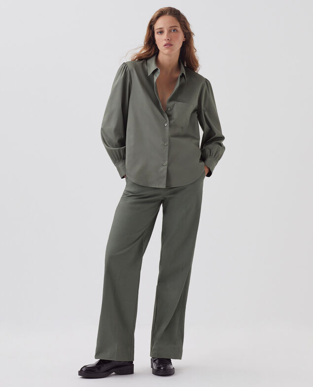 Silky cotton shirt J560 basil dark green