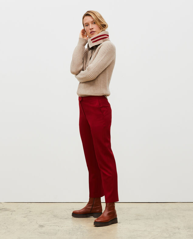 Wool half-neck jumper with a wide collar Latte