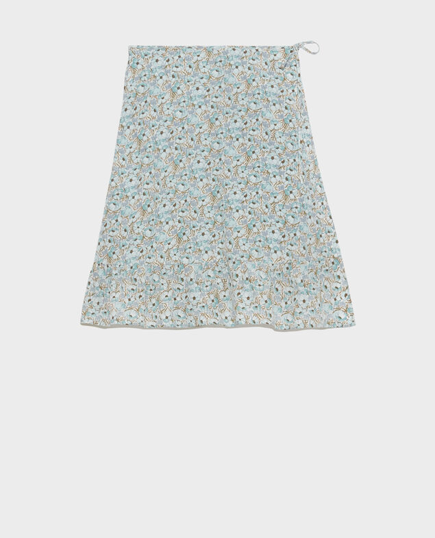 Silk wrap mini skirt Art deco blue