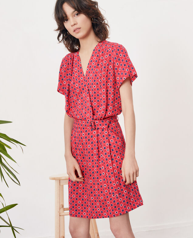 Printed dress with buckle Dandelion ultra pink