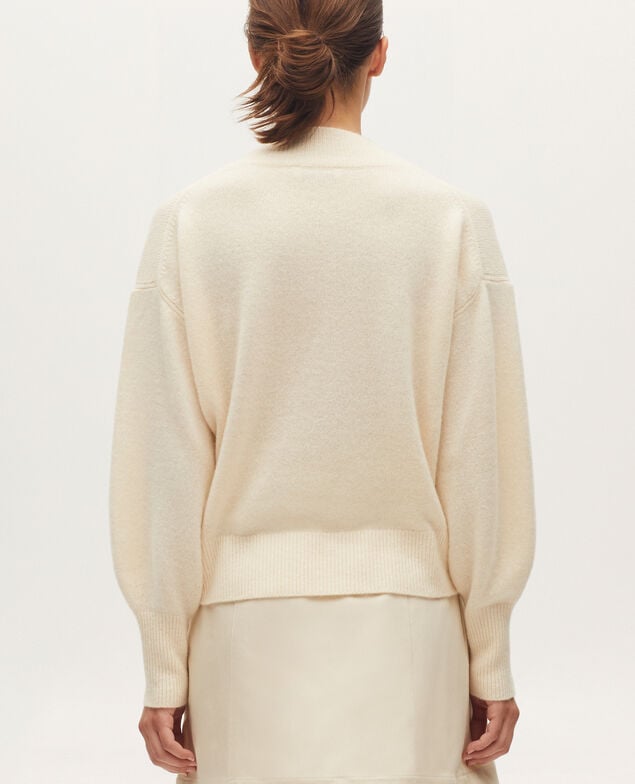 V-neck cashmere jumper K300 ecru beige