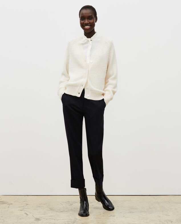Oversize V-neck wool cardigan Jet stream