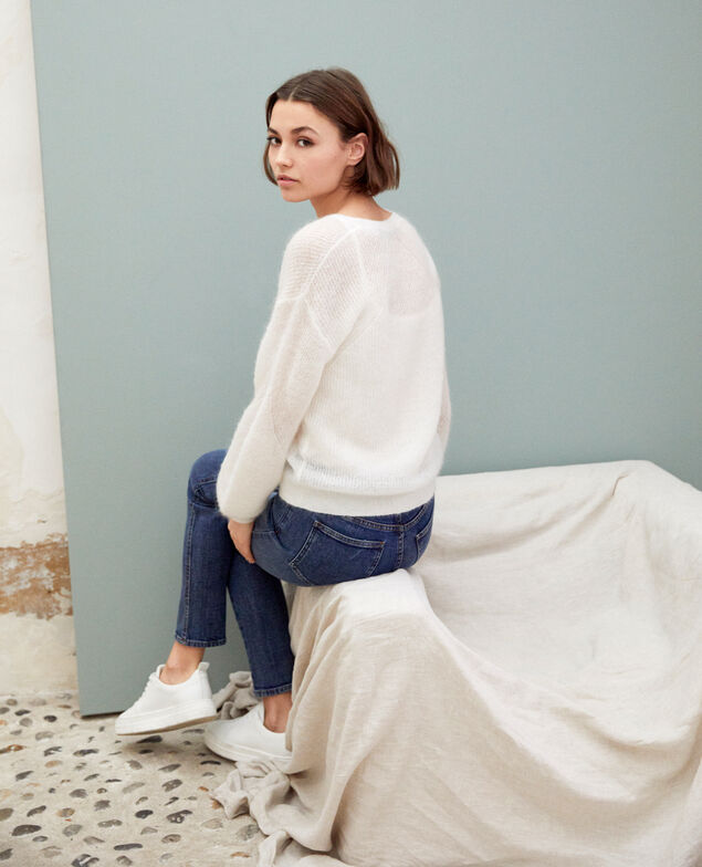 V-neck mohair jumper Off white