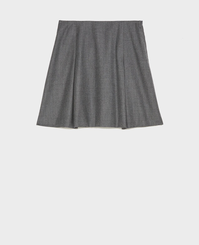 Wool flannel A-line mini skirt Medium grey melange