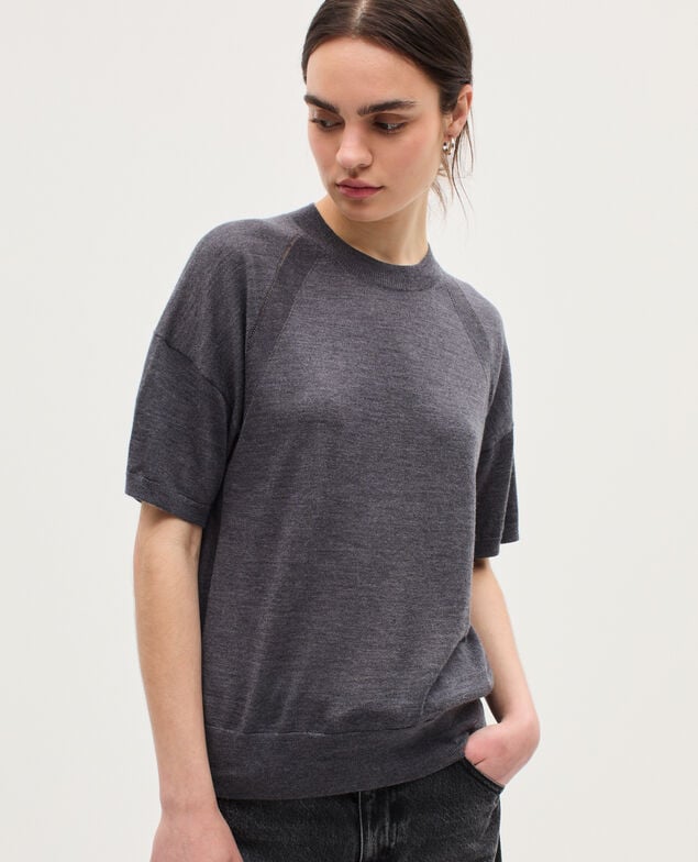 Merino wool and silk jumper K071 rabbit gray