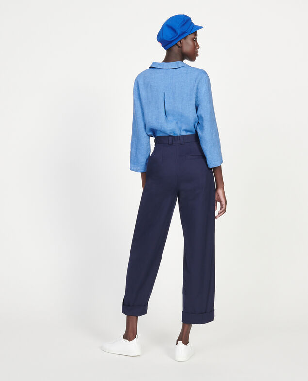 Cotton boyfriend trousers Maritime blue