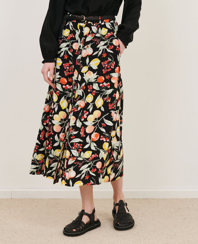 FRANCINE - Floaty midi skirt 103 print black