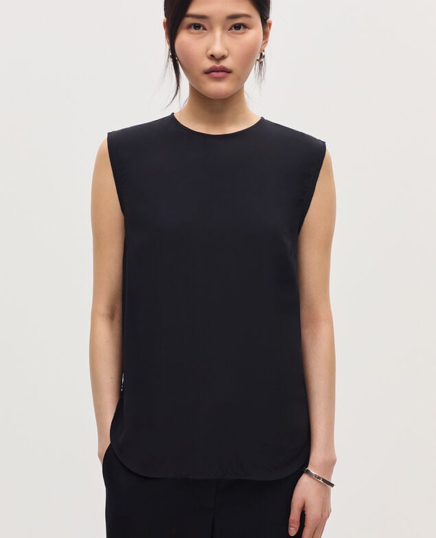 Floaty sleeveless top H091 black beauty