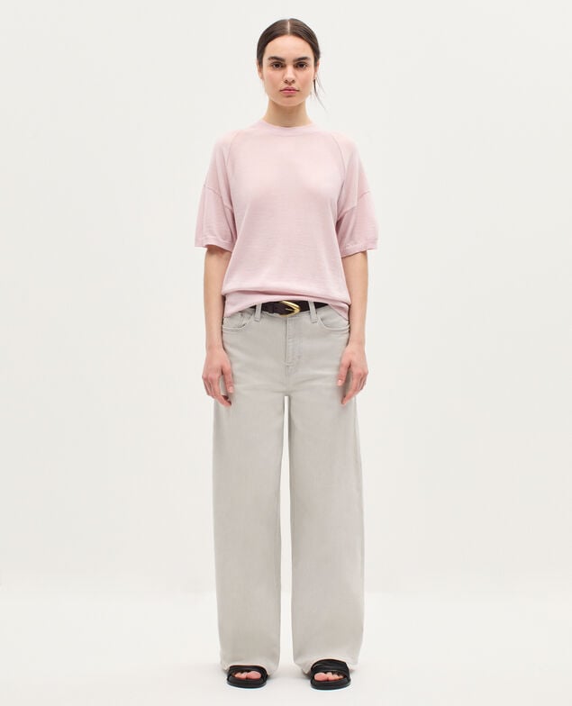 Merino wool and silk jumper K100 bloom pink